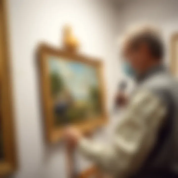 Evaluating the Condition of a Painting Close-up of a painting's condition assessment