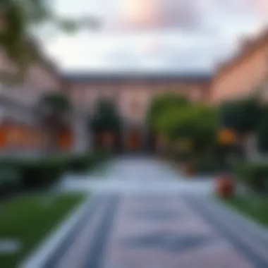 An elegant financial campus showcasing architecture and greenery