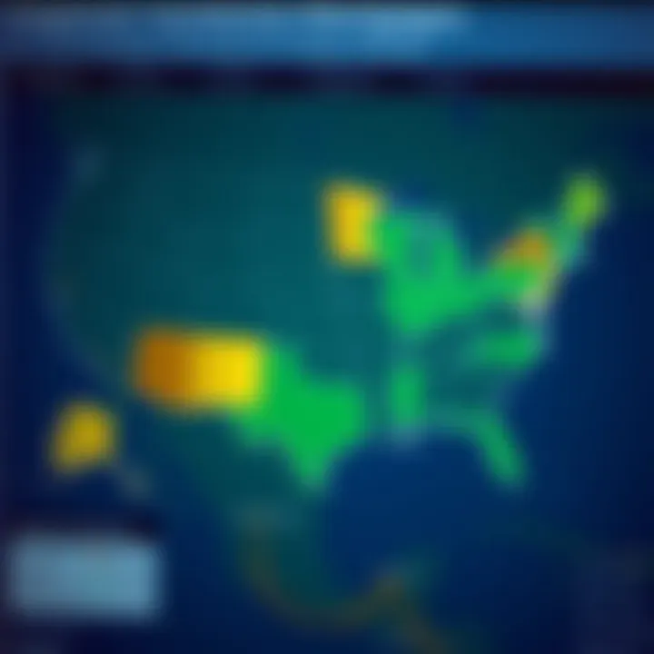 Map showcasing regional variations in mortgage rates