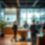 Modern banking interior showcasing customer service