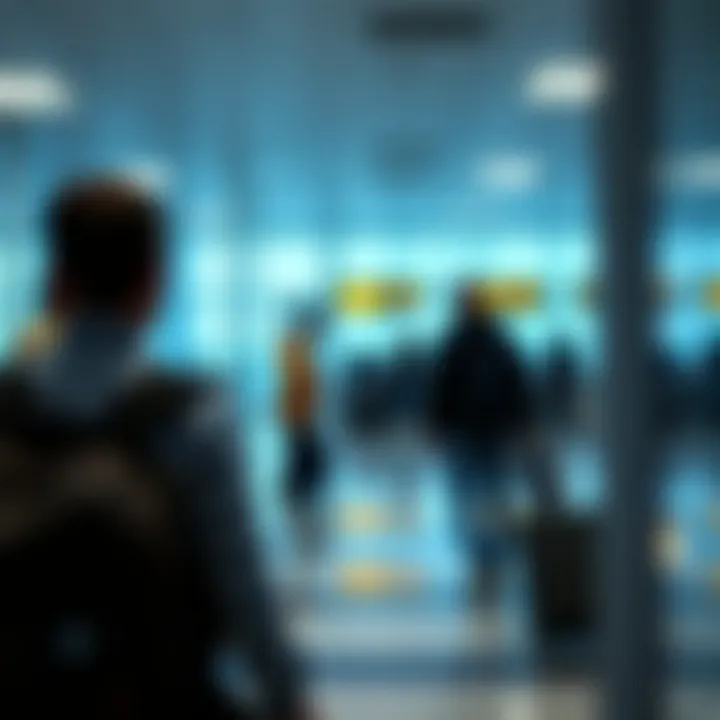 Airport scene highlighting expedited check-in