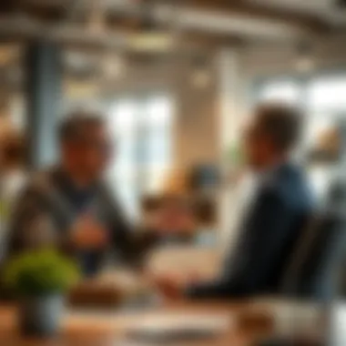 Independent contractor discussing terms with a business owner