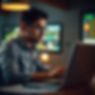 Investor Evaluating Financial Trends An investor analyzing financial trends on a laptop