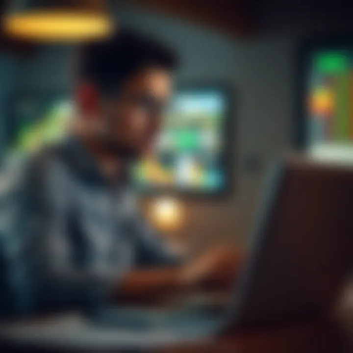 Investor Evaluating Financial Trends An investor analyzing financial trends on a laptop