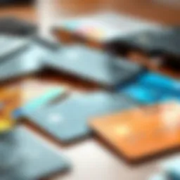 A visual representation of various business credit cards laid out on a desk