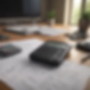 A calculator and financial documents on a desk