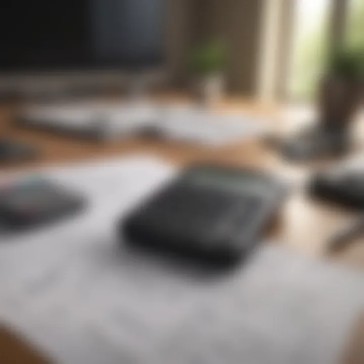 A calculator and financial documents on a desk