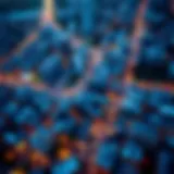 Aerial view of a rising urban area with potential for investment