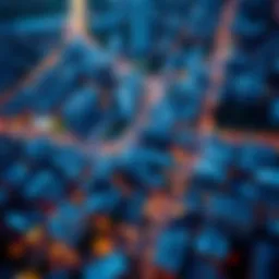 Aerial view of a rising urban area with potential for investment