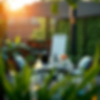 A serene outdoor workspace promoting mindfulness and productivity