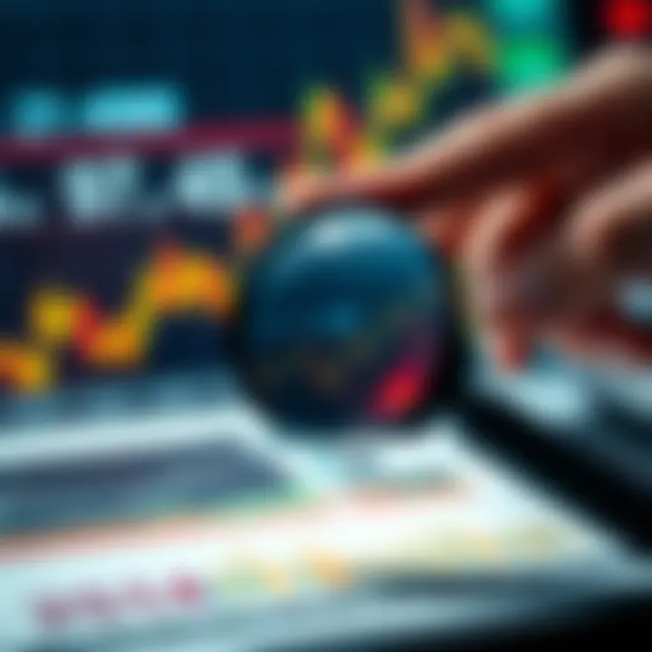 Magnifying glass over financial data