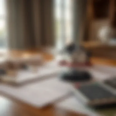 Legal and Financial Aspects of Property Purchase Legal documents and a calculator symbolizing financial planning in real estate