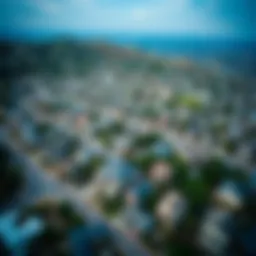 Aerial view of diverse real estate properties