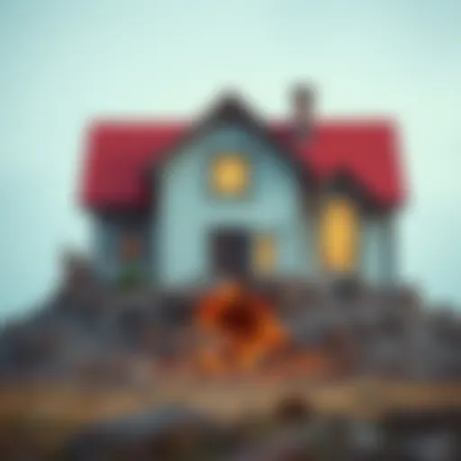 Illustration of a home with a broken foundation symbolizing credit challenges