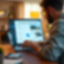 A person using a laptop to research life insurance policies online