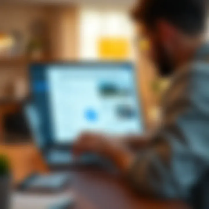 A person using a laptop to research life insurance policies online