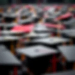A diverse collection of graduation caps symbolizing education.