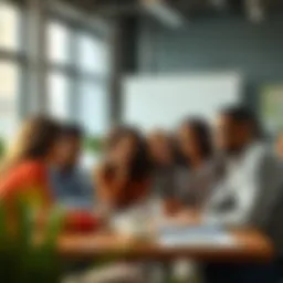 A group of diverse individuals in a collaborative meeting