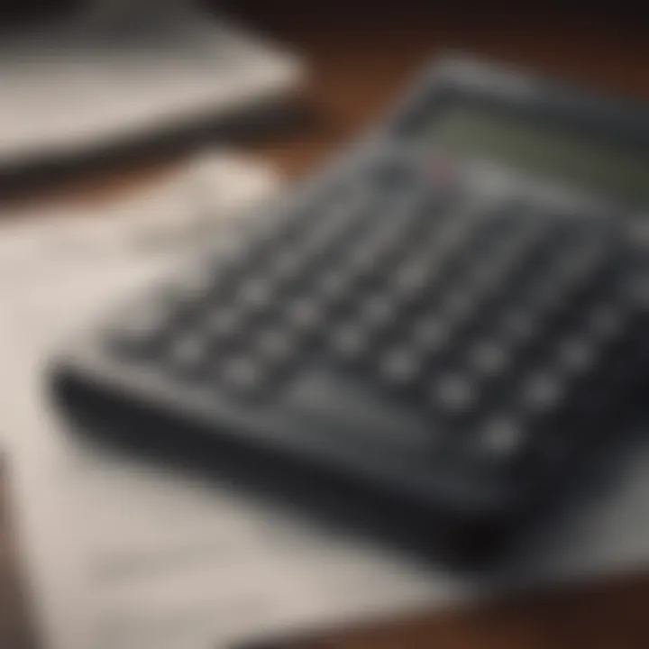 A close-up of a calculator and financial papers.