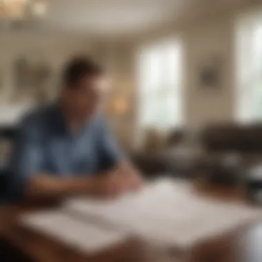 A homeowner reading legal documents with concern.