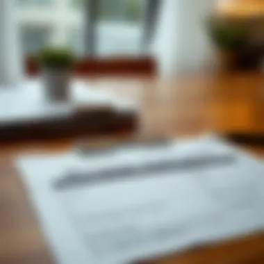 A close-up view of a mortgage application form on a wooden table