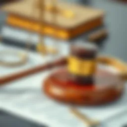 Illustration of legal documents and a gavel